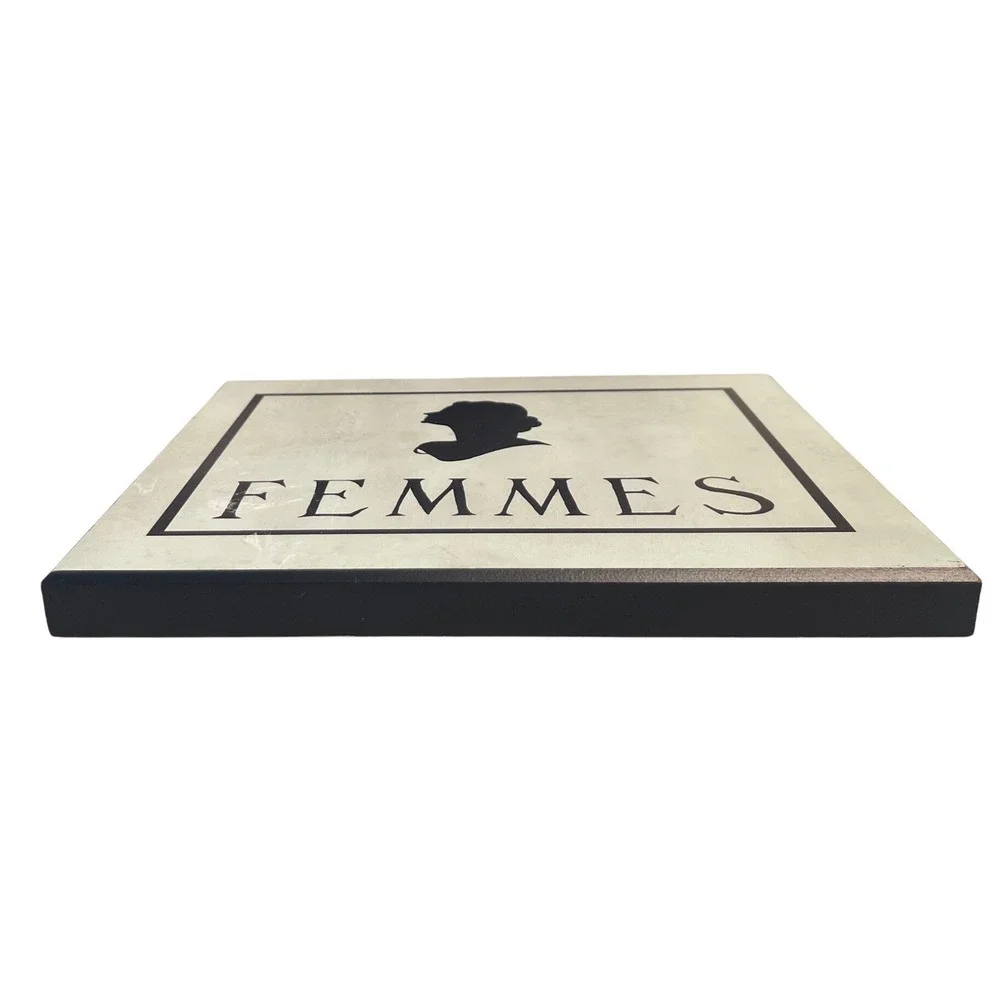 Vintage Style Femmes French Silhouette Wood Wall Plaque Sign Black White 8x10